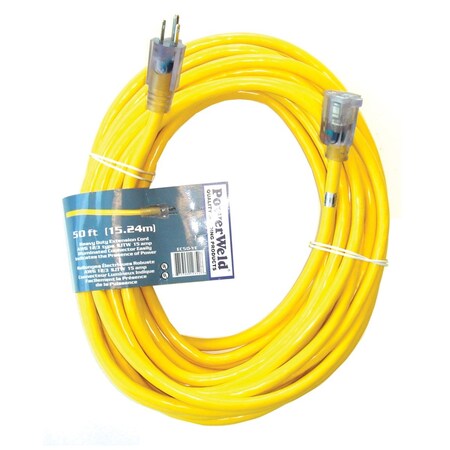 Powerweld SJTW Extension Cord, 12 AWG, Indoor/Outdoor, 12/3, 1 Outlets, Yellow, 50 ft EC50-YE